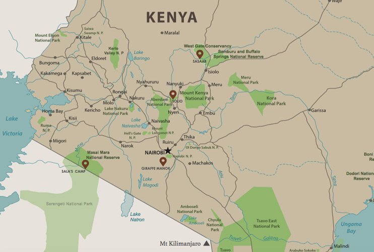 The Safari Collection Map Of Kenya 